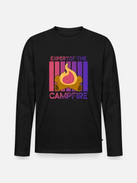 Expert Of Campfire Camping Expert - Men's Premium Organic Long Sleeve Shirt - black