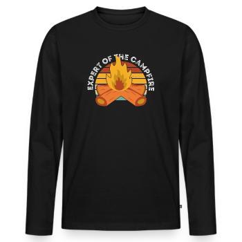 Experte für Camping-Experten am Lagerfeuer - Männer Premium Bio Langarmshirt - Schwarz - Vorne - Nico (187cm)