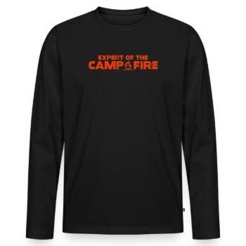 Expert Of Campfire Camping Expert - Men's Premium Organic Long Sleeve Shirt - black - Front - Nico (187cm)