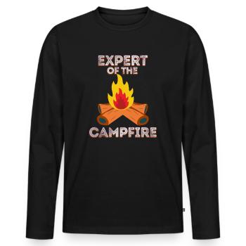 Expert Of Campfire Camping Expert - Men's Premium Organic Long Sleeve Shirt - black - Front - Nico (187cm)