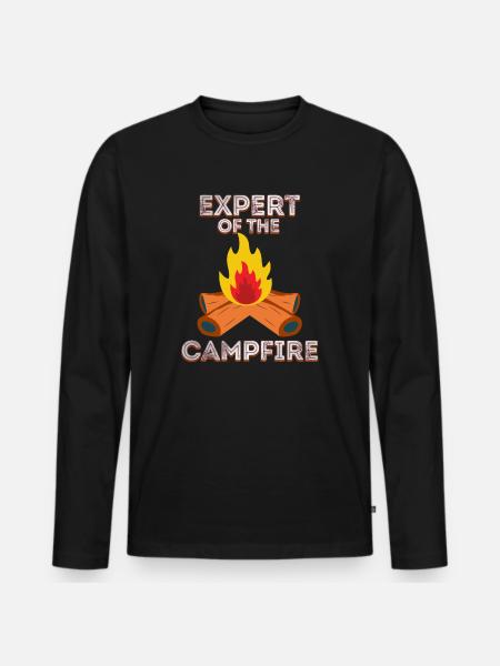 Expert Of Campfire Camping Expert - Men's Premium Organic Long Sleeve Shirt - black