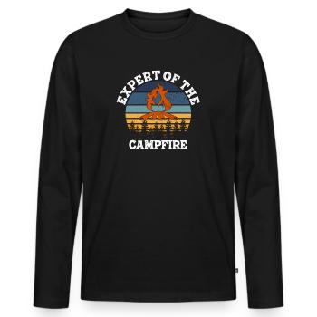 Experte für Camping-Experten am Lagerfeuer - Männer Premium Bio Langarmshirt - Schwarz - Vorne - Nico (187cm)