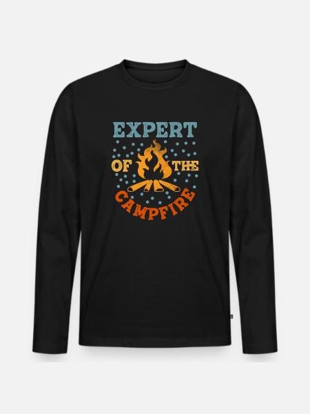 Expert Of Campfire Camping Expert - Men's Premium Organic Long Sleeve Shirt - black