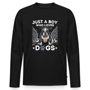 Nur ein Junge, der Hunde liebt - Männer Premium Bio Langarmshirt - Schwarz - Vorne - Nico (187cm)