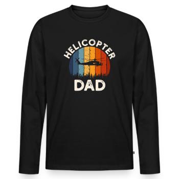 Helikopter Papa Sonnenuntergang Vater Liebe - Männer Premium Bio Langarmshirt - Schwarz - Vorne - Nico (187cm)