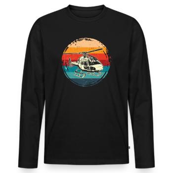 Rotorcraft Silhouette Helicopter Pilot - Men's Premium Organic Long Sleeve Shirt - black - Front - Nico (187cm)