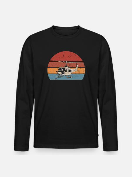 Rotorcraft Silhouette Helicopter Pilot - Men's Premium Organic Long Sleeve Shirt - black