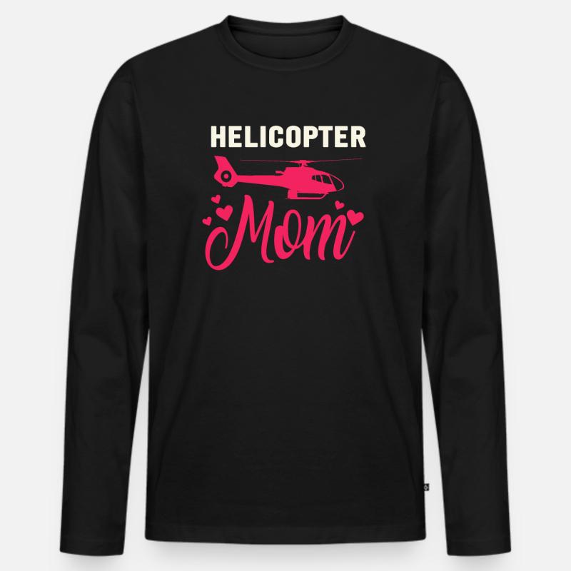 Helikopter Eltern Lustige Helikoptermutter - Männer Premium Bio Langarmshirt - Schwarz