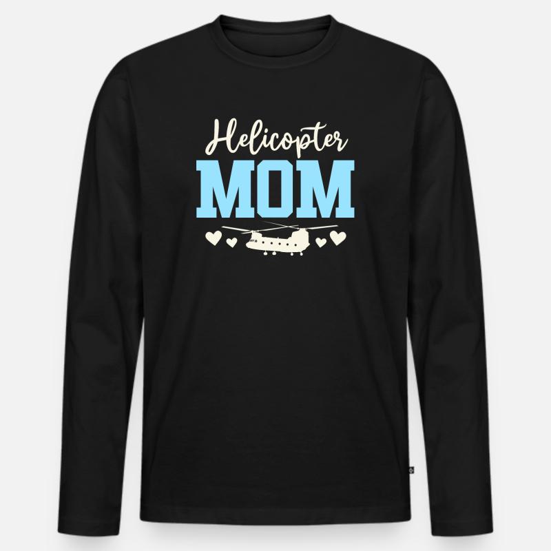 Helikopter Eltern Lustige Helikoptermutter - Männer Premium Bio Langarmshirt - Schwarz