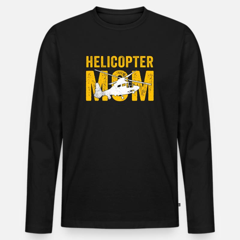 Helikopter Eltern Lustige Helikoptermutter - Männer Premium Bio Langarmshirt - Schwarz