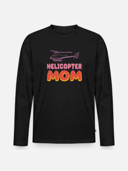 Helikopter Eltern Lustige Helikoptermutter - Männer Premium Bio Langarmshirt - Schwarz