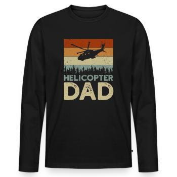 Helikopter Papa Sonnenuntergang Vater Liebe - Männer Premium Bio Langarmshirt - Schwarz - Vorne - Nico (187cm)