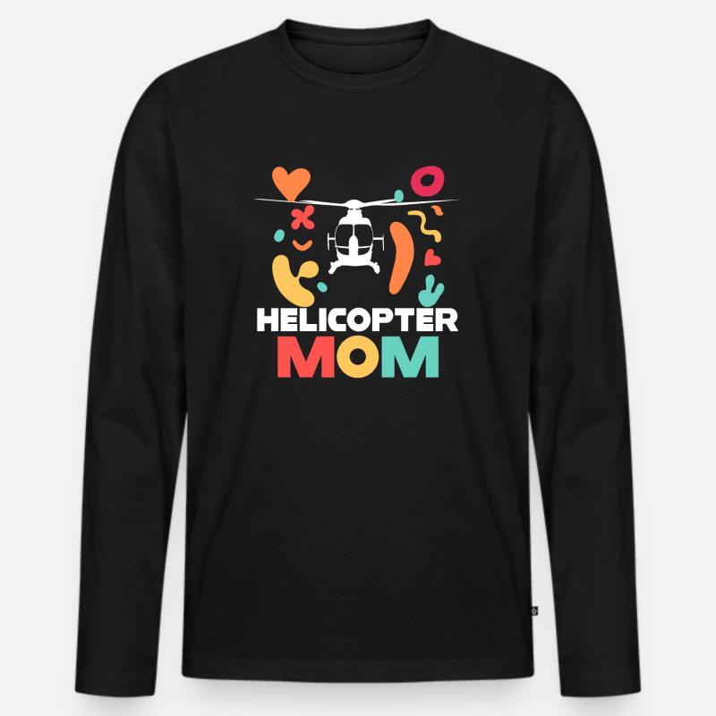Helikopter Eltern Lustige Helikoptermutter - Männer Premium Bio Langarmshirt - Schwarz