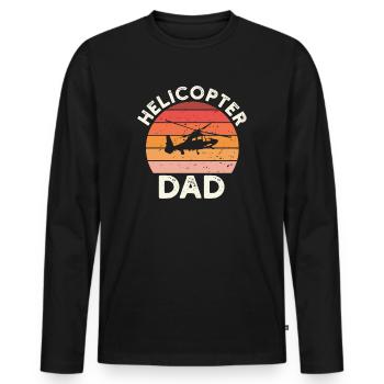 Hélicoptère Papa Coucher De Soleil Père Amour - T-shirt manches longues Premium bio Homme - noir - Devant - Nico (187cm)