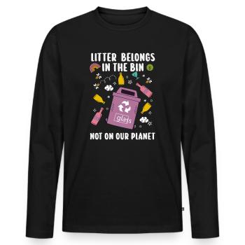 No Littering Anti Littering Earth Day - Men's Premium Organic Long Sleeve Shirt - black - Front - Nico (187cm)