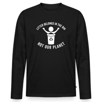 No Littering Anti Littering Earth Day - Men's Premium Organic Long Sleeve Shirt - black - Front - Nico (187cm)