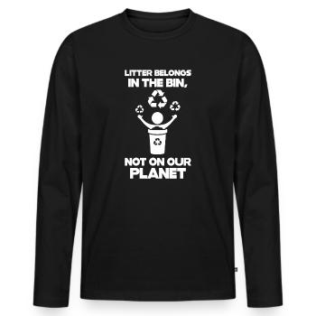 No Littering Anti Littering Earth Day - Men's Premium Organic Long Sleeve Shirt - black - Front - Nico (187cm)
