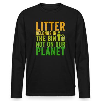 No Littering Anti Littering Earth Day - Men's Premium Organic Long Sleeve Shirt - black - Front - Nico (187cm)