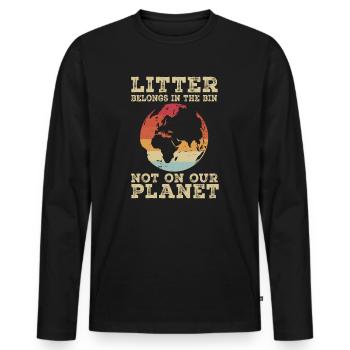 No Littering Anti Littering Earth Day - Men's Premium Organic Long Sleeve Shirt - black - Front - Nico (187cm)