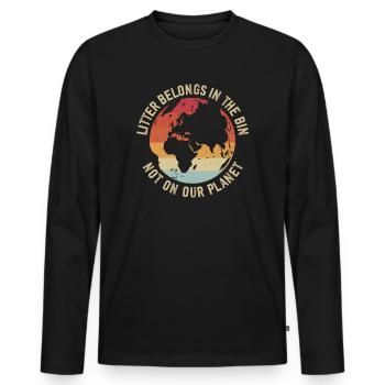 No Littering Anti Littering Earth Day - Men's Premium Organic Long Sleeve Shirt - black - Front - Nico (187cm)