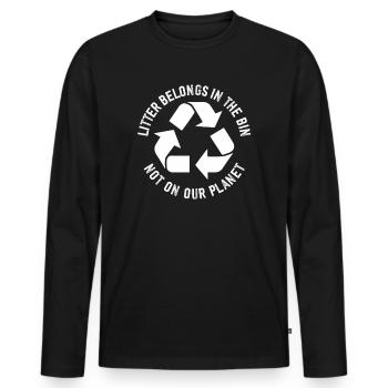 No Littering Anti Littering Earth Day - Men's Premium Organic Long Sleeve Shirt - black - Front - Nico (187cm)