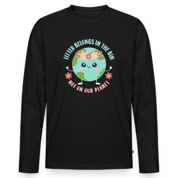No Littering Anti Littering Earth Day - Men's Premium Organic Long Sleeve Shirt - black - Front - Nico (187cm)