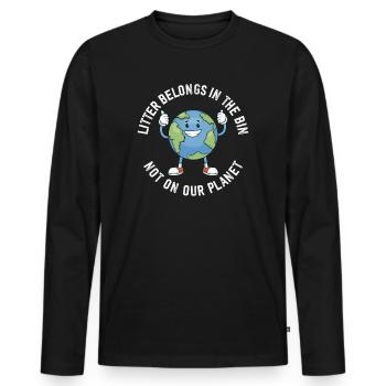 No Littering Anti Littering Earth Day - Men's Premium Organic Long Sleeve Shirt - black - Front - Nico (187cm)