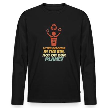 No Littering Anti Littering Earth Day - Men's Premium Organic Long Sleeve Shirt - black - Front - Nico (187cm)