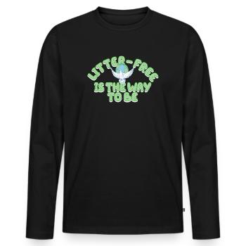 No Littering Anti Littering Earth Day - Men's Premium Organic Long Sleeve Shirt - black - Front - Nico (187cm)