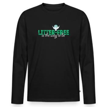 No Littering Anti Littering Earth Day - Men's Premium Organic Long Sleeve Shirt - black - Front - Nico (187cm)