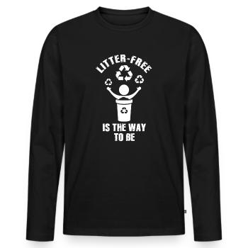 No Littering Anti Littering Earth Day - Men's Premium Organic Long Sleeve Shirt - black - Front - Nico (187cm)