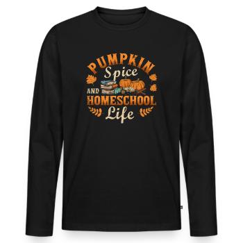 Épices à la citrouille et vie à la maison - T-shirt manches longues Premium bio Homme - noir - Devant - Nico (187cm)
