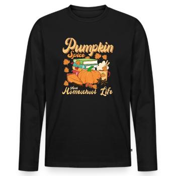 Épices à la citrouille et vie à la maison - T-shirt manches longues Premium bio Homme - noir - Devant - Nico (187cm)