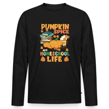 Pumpkin Spice And Homeschool Life - Men's Premium Organic Long Sleeve Shirt - black - Front - Nico (187cm)