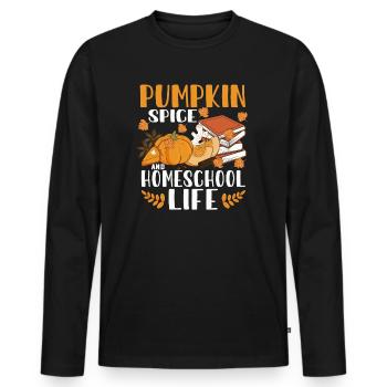 Épices à la citrouille et vie à la maison - T-shirt manches longues Premium bio Homme - noir - Devant - Nico (187cm)