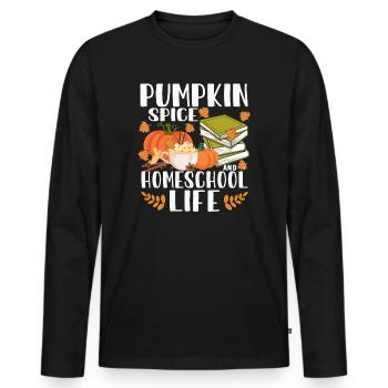 Épices à la citrouille et vie à la maison - T-shirt manches longues Premium bio Homme - noir - Devant - Nico (187cm)