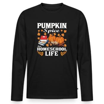 Pumpkin Spice And Homeschool Life - Men's Premium Organic Long Sleeve Shirt - black - Front - Nico (187cm)