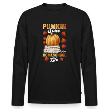 Épices à la citrouille et vie à la maison - T-shirt manches longues Premium bio Homme - noir - Devant - Nico (187cm)