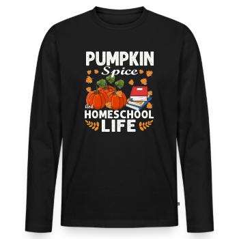 Épices à la citrouille et vie à la maison - T-shirt manches longues Premium bio Homme - noir - Devant - Nico (187cm)