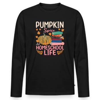 Pumpkin Spice And Homeschool Life - Men's Premium Organic Long Sleeve Shirt - black - Front - Nico (187cm)