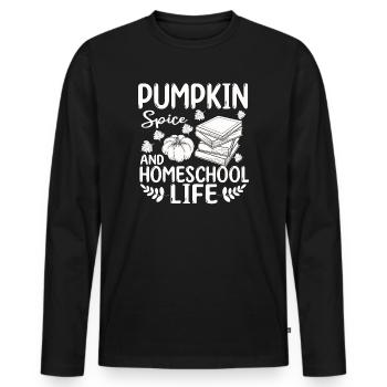 Épices à la citrouille et vie à la maison - T-shirt manches longues Premium bio Homme - noir - Devant - Nico (187cm)