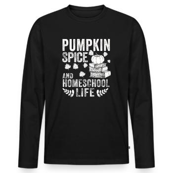 Pumpkin Spice And Homeschool Life - Men's Premium Organic Long Sleeve Shirt - black - Front - Nico (187cm)