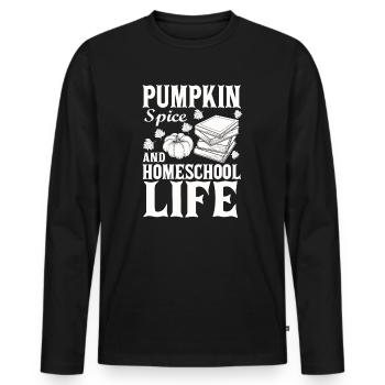 Épices à la citrouille et vie à la maison - T-shirt manches longues Premium bio Homme - noir - Devant - Nico (187cm)