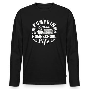 Épices à la citrouille et vie à la maison - T-shirt manches longues Premium bio Homme - noir - Devant - Nico (187cm)