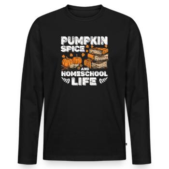 Épices à la citrouille et vie à la maison - T-shirt manches longues Premium bio Homme - noir - Devant - Nico (187cm)