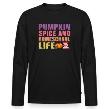 Épices à la citrouille et vie à la maison - T-shirt manches longues Premium bio Homme - noir - Devant - Nico (187cm)