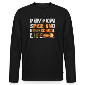 Pumpkin Spice et la vie à la maison - T-shirt manches longues Premium bio Homme - noir - Devant - Nico (187cm)