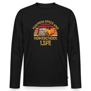 Pumpkin Spice et la vie à la maison - T-shirt manches longues Premium bio Homme - noir - Devant - Nico (187cm)