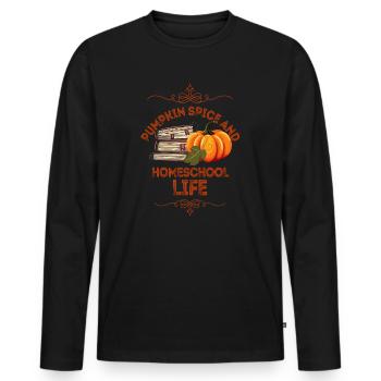Pumpkin Spice And Homeschool Life - Men's Premium Organic Long Sleeve Shirt - black - Front - Nico (187cm)