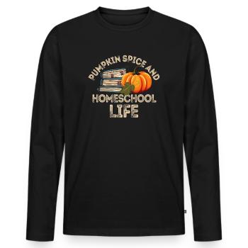 Épices à la citrouille et vie à la maison - T-shirt manches longues Premium bio Homme - noir - Devant - Nico (187cm)
